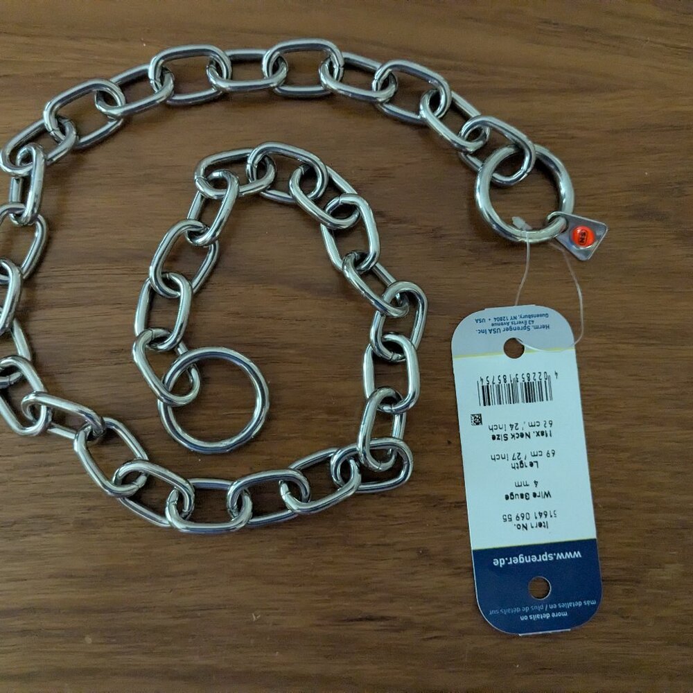 NEW 27" Herm Sprenger Extra Strong Choke Chain Collar - 4mm Stainless Steel NWT